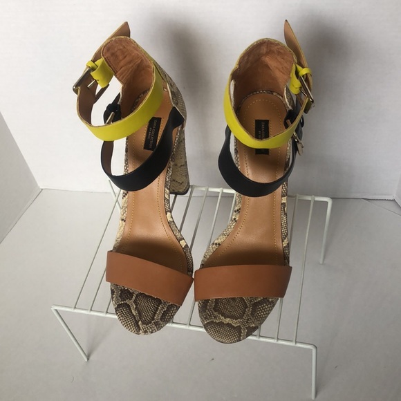 ZARA COLLECTION Color Block and Animal Print Heeled Sandals/PREOWNED - Picture 7 of 17
